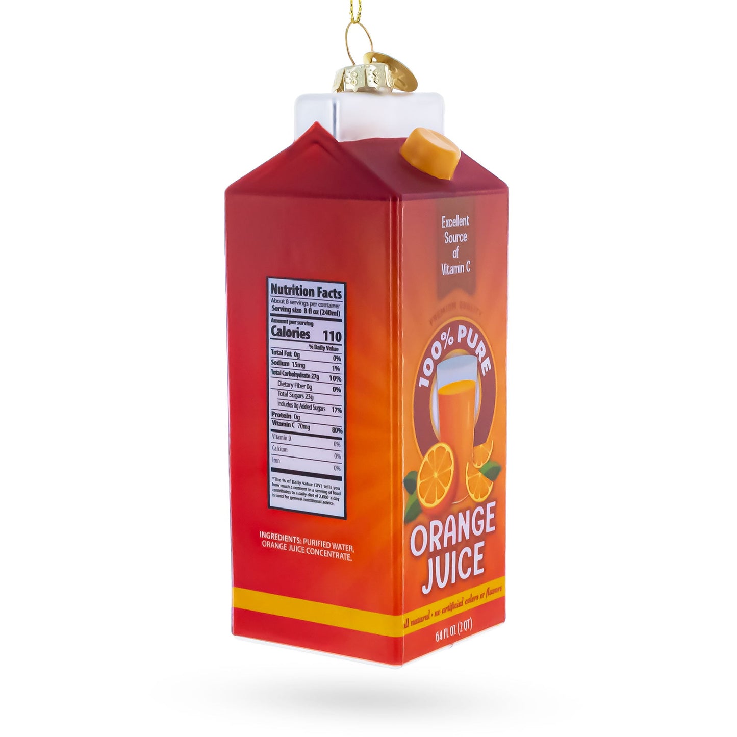 Orange Juice Carton Glass Christmas Ornament