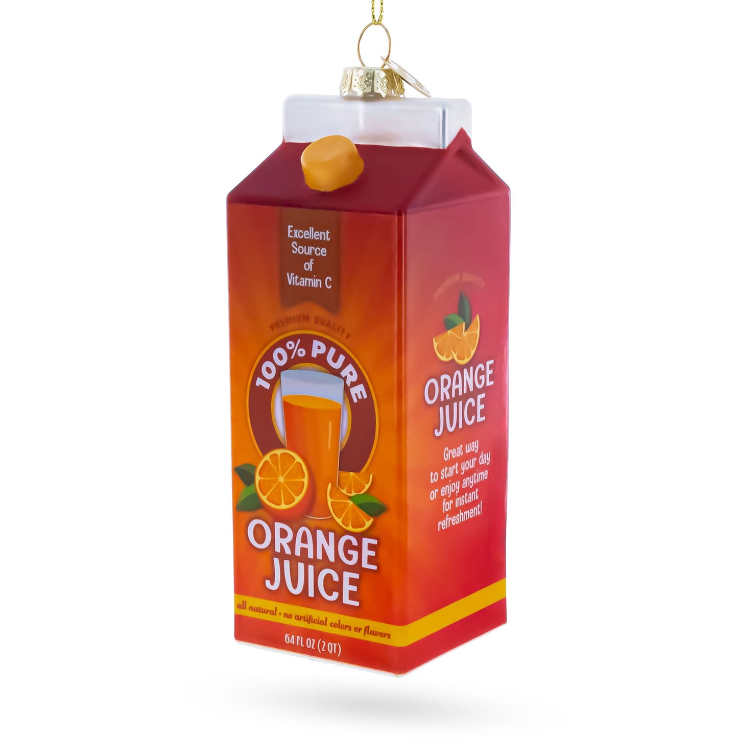 Orange Juice Carton Glass Christmas Ornament