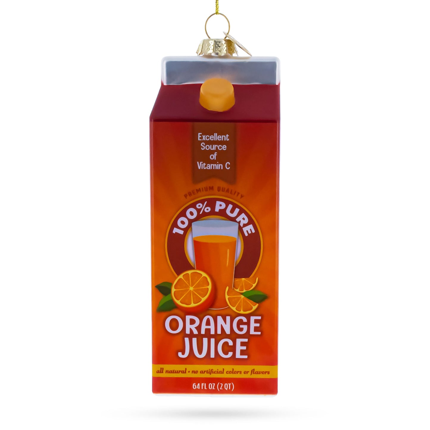 Orange Juice Carton Glass Christmas Ornament