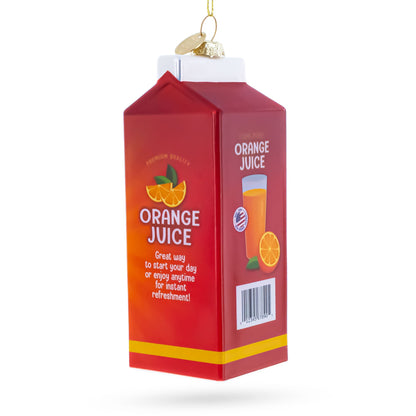 Orange Juice Carton Glass Christmas Ornament