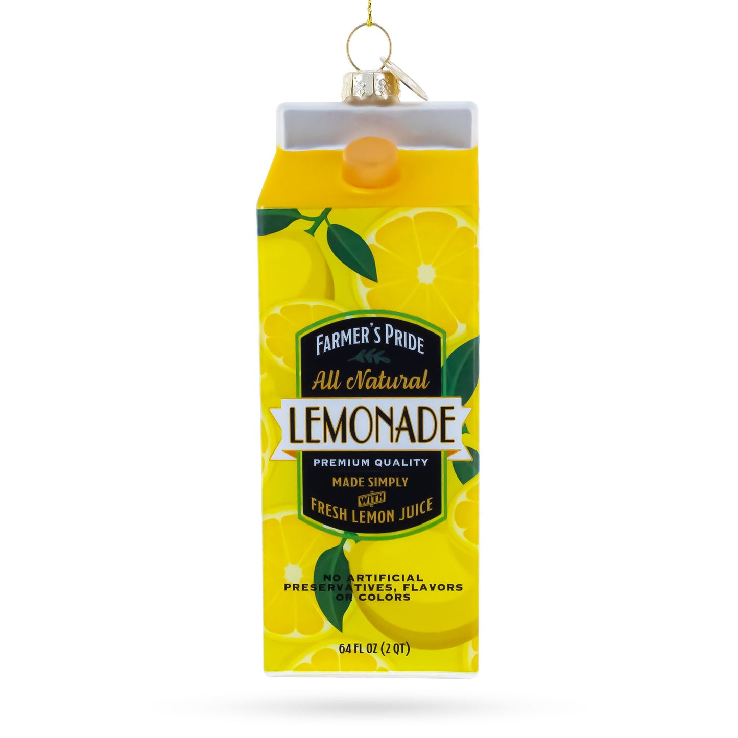 Lemonade Carton Glass Christmas Ornament