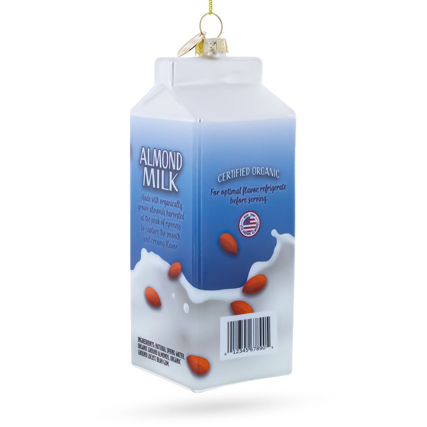 Almond Milk Carton Glass Christmas Ornament