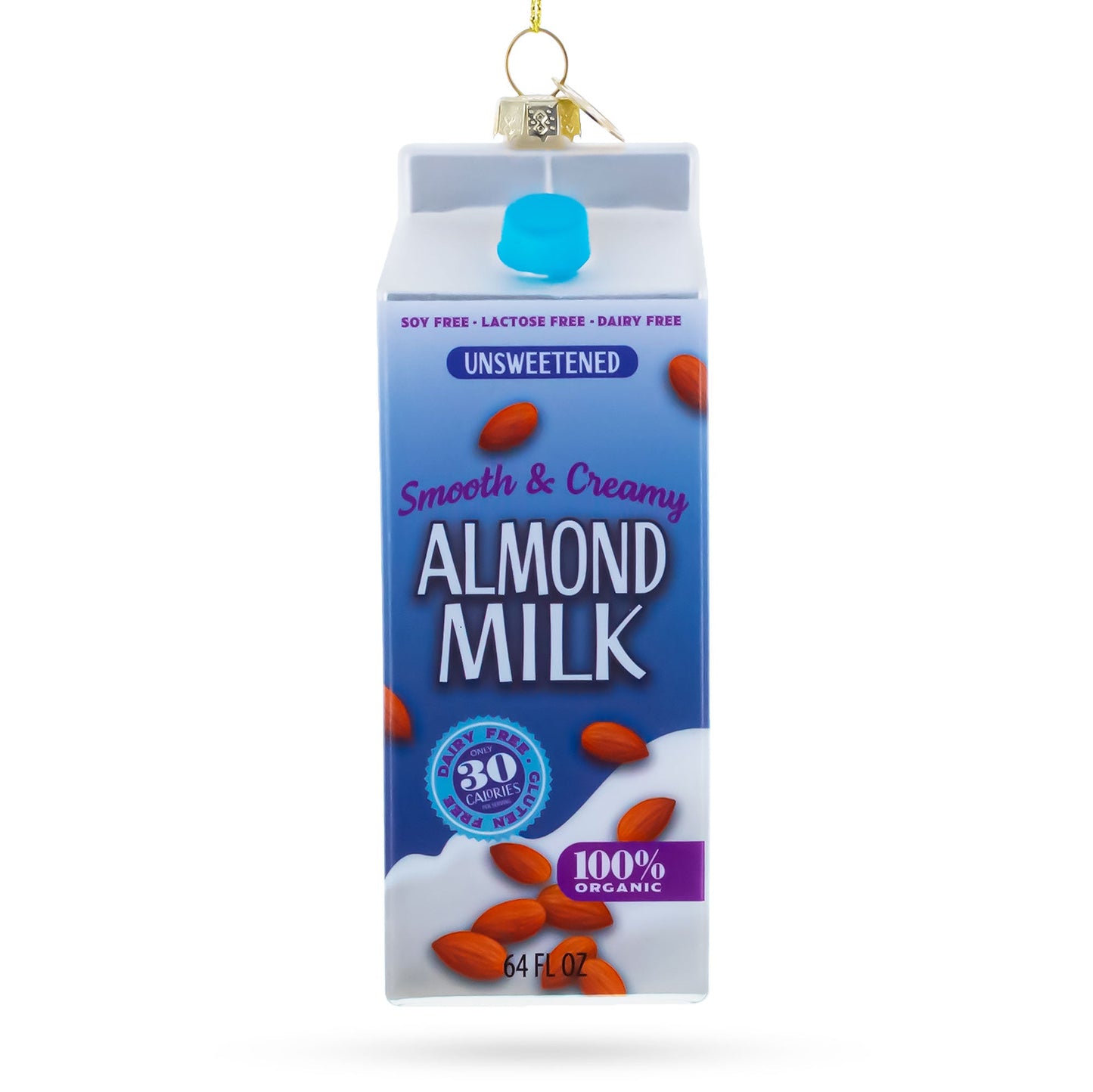 Almond Milk Carton Glass Christmas Ornament
