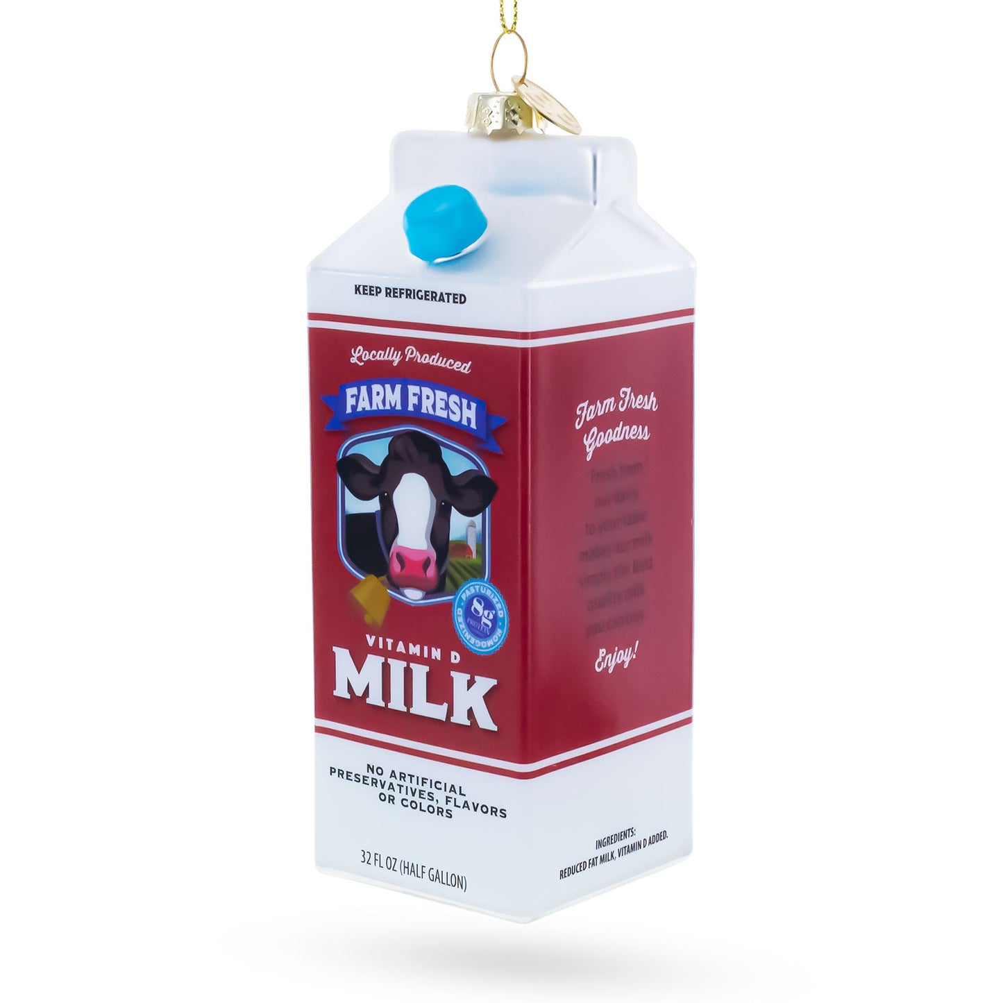 Milk Carton Glass Christmas Ornament