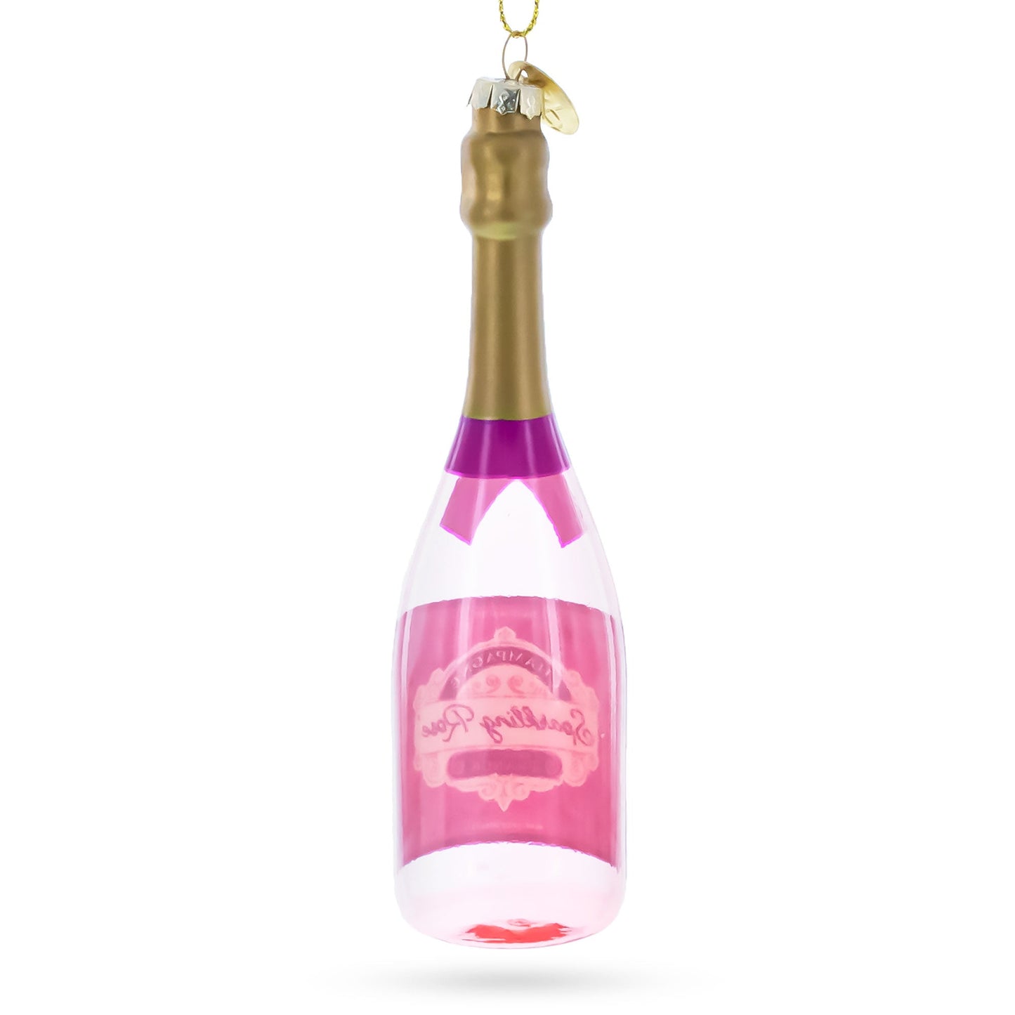 Sparkling Rosé Wine Bottle Glass Christmas Ornament