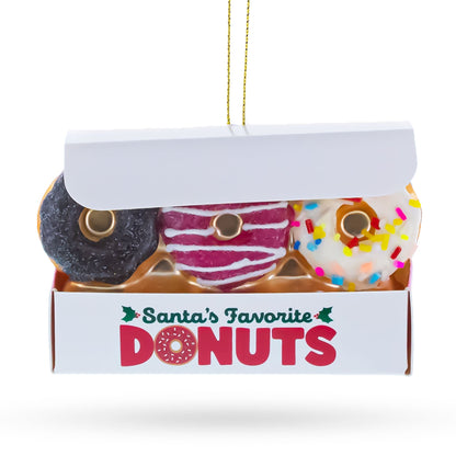 Santa’s Favorite Donuts Box Glass Christmas Ornament