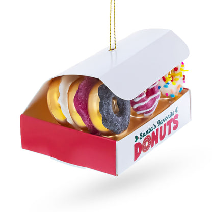 Santa’s Favorite Donuts Box Glass Christmas Ornament