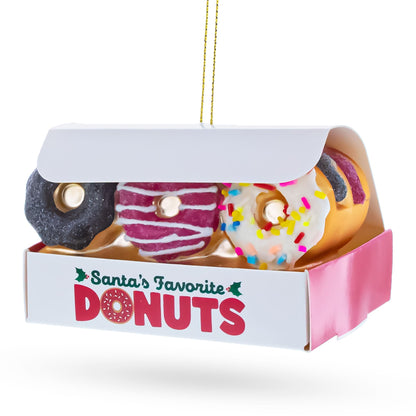 Santa’s Favorite Donuts Box Glass Christmas Ornament
