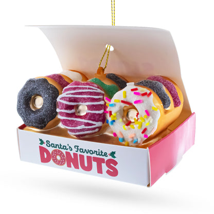 Santa’s Favorite Donuts Box Glass Christmas Ornament