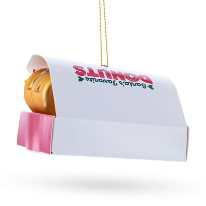 Santa’s Favorite Donuts Box Glass Christmas Ornament