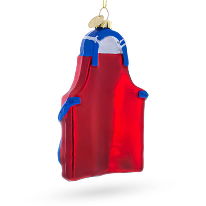 BBQ King of the Grill Apron Glass Christmas Ornament