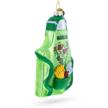 Gardener Apron with Tools Glass Christmas Ornament