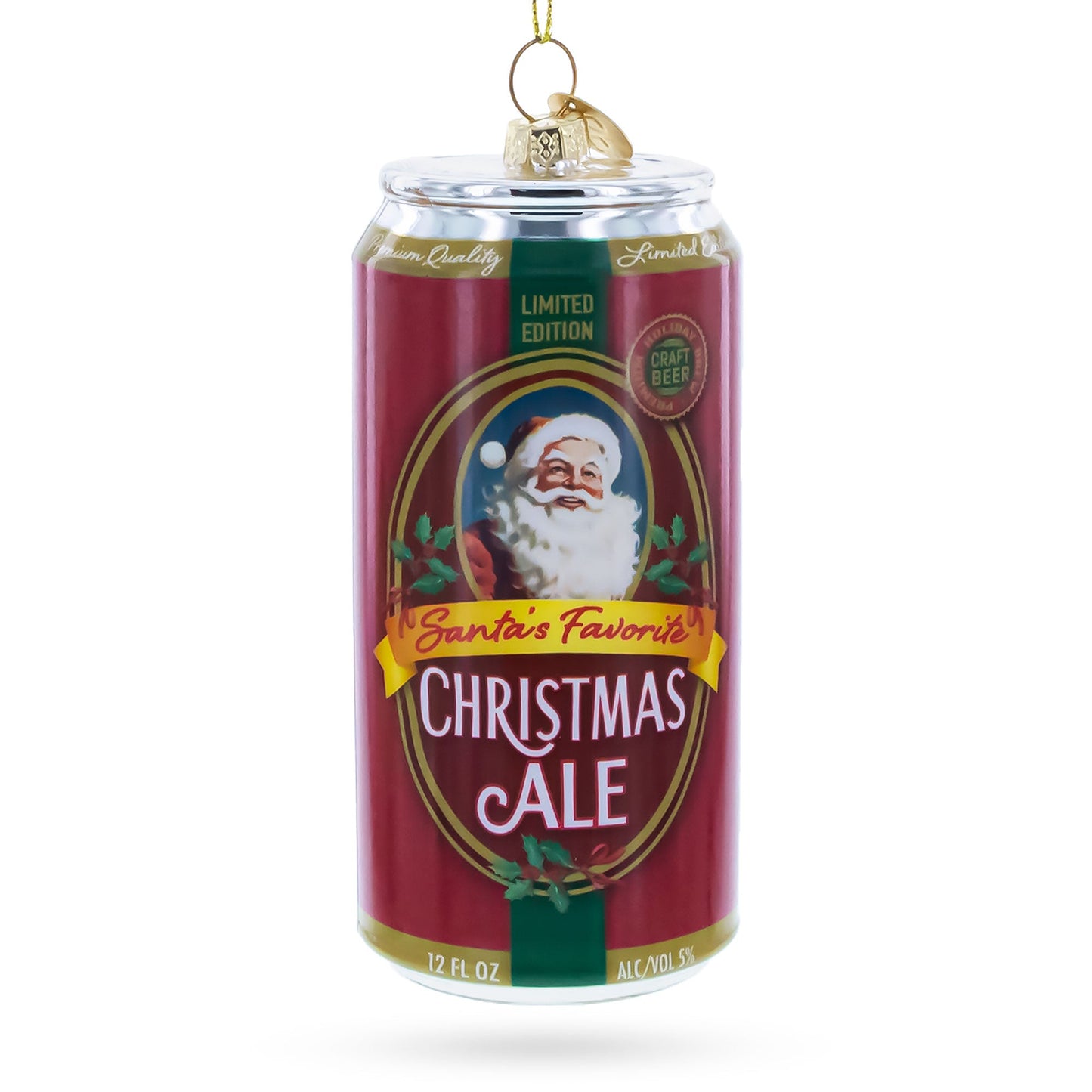 Santa’s Christmas Ale Beer Can Glass Christmas Ornament