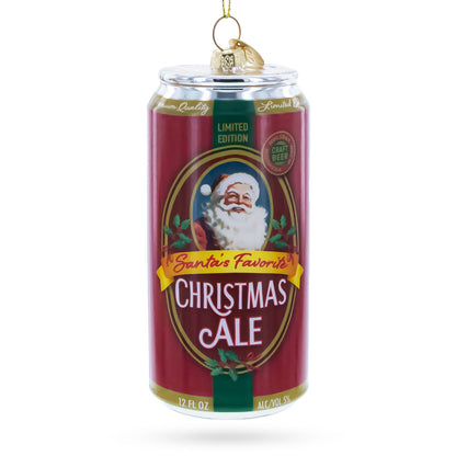 Santa’s Christmas Ale Beer Can Glass Christmas Ornament