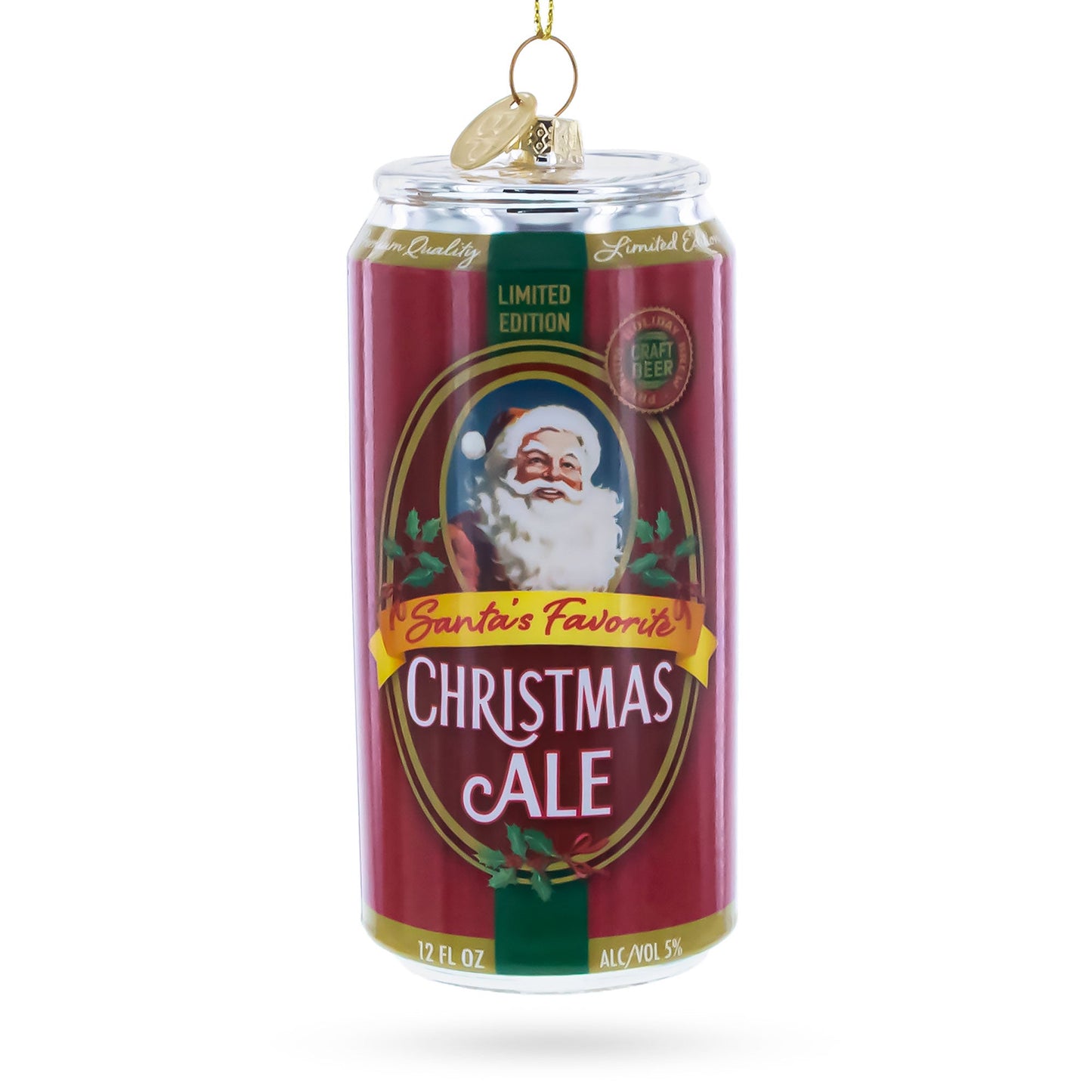 Santa’s Christmas Ale Beer Can Glass Christmas Ornament