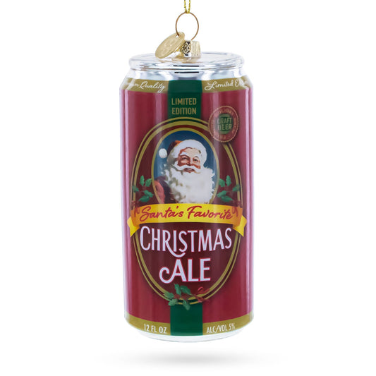 Santa’s Christmas Ale Beer Can Glass Christmas Ornament