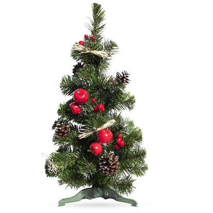 Ukrainian Tabletop Christmas Tree with Straw Bows, Apples & Pine Cones 20 Inches