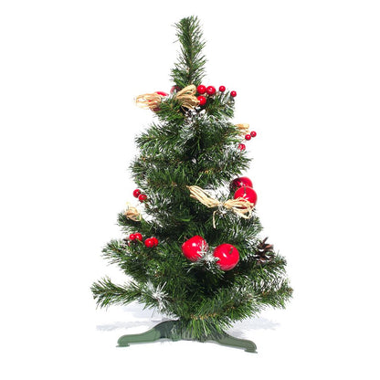 Ukrainian Tabletop Christmas Tree with Straw Bows, Apples & Pine Cones 20 Inches