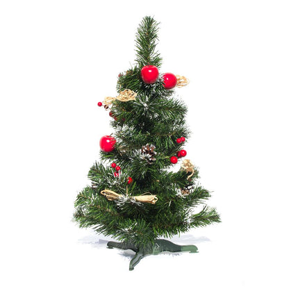 Ukrainian Tabletop Christmas Tree with Straw Bows, Apples & Pine Cones 20 Inches