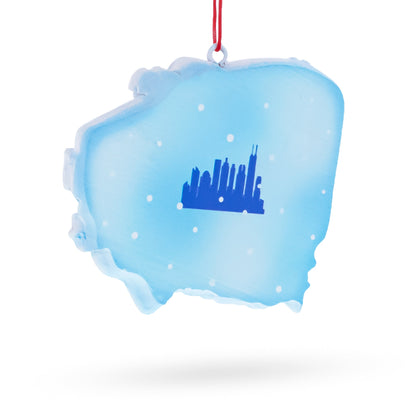 Chicago Train with Santa and Welcome Sign Resin Christmas Ornament