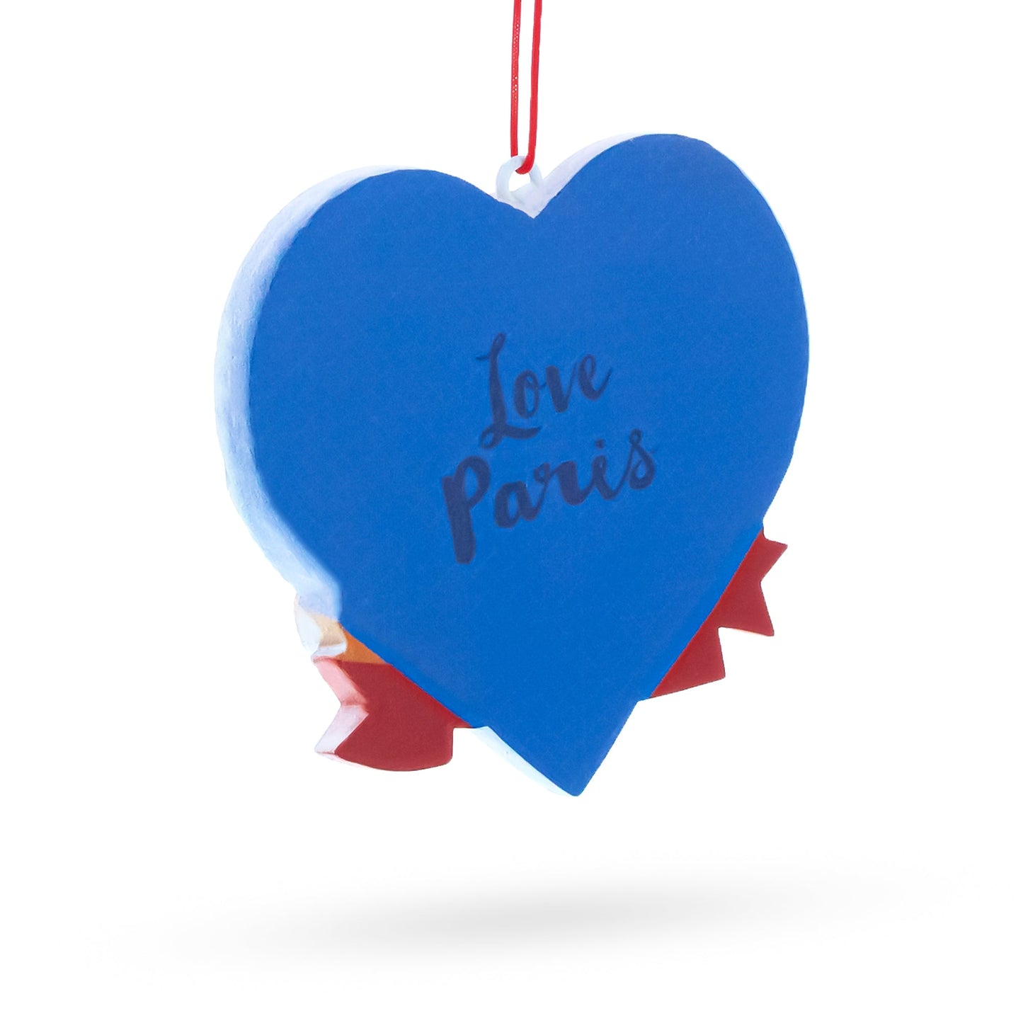 Paris Heart with Eiffel Tower and Bonjour Café Resin Christmas Ornament