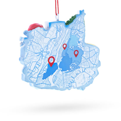 New York Taxi with Santa and Christmas Tree Resin Christmas Ornament