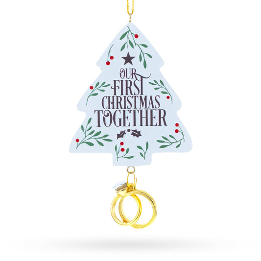 Our First Christmas Together Tree with Wedding Rings Resin Christmas Ornament