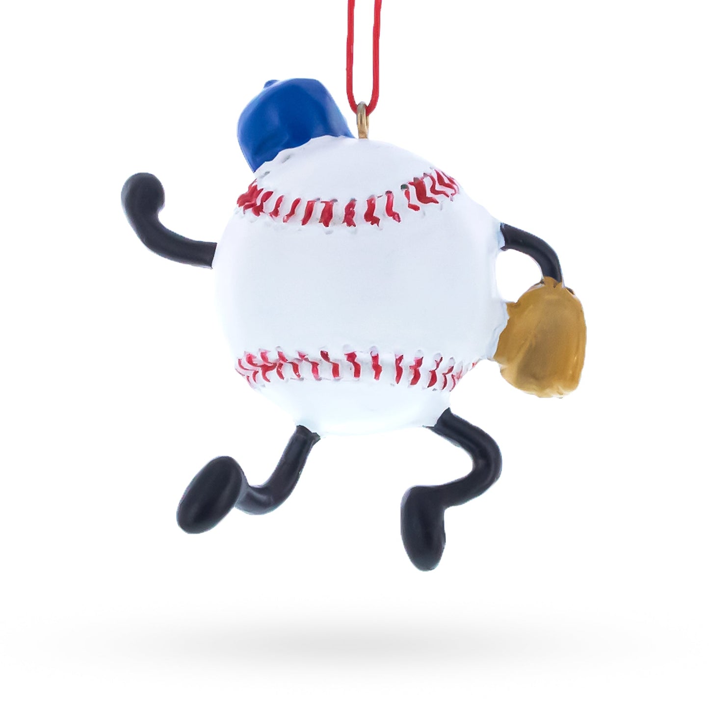 Smiling Baseball Character with Cap Resin Christmas Ornament
