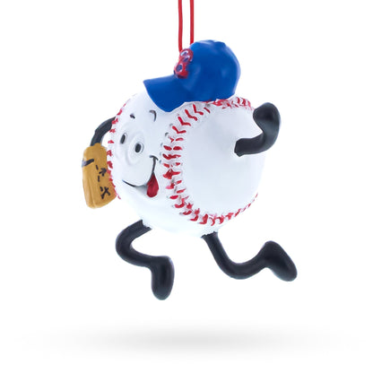 Smiling Baseball Character with Cap Resin Christmas Ornament