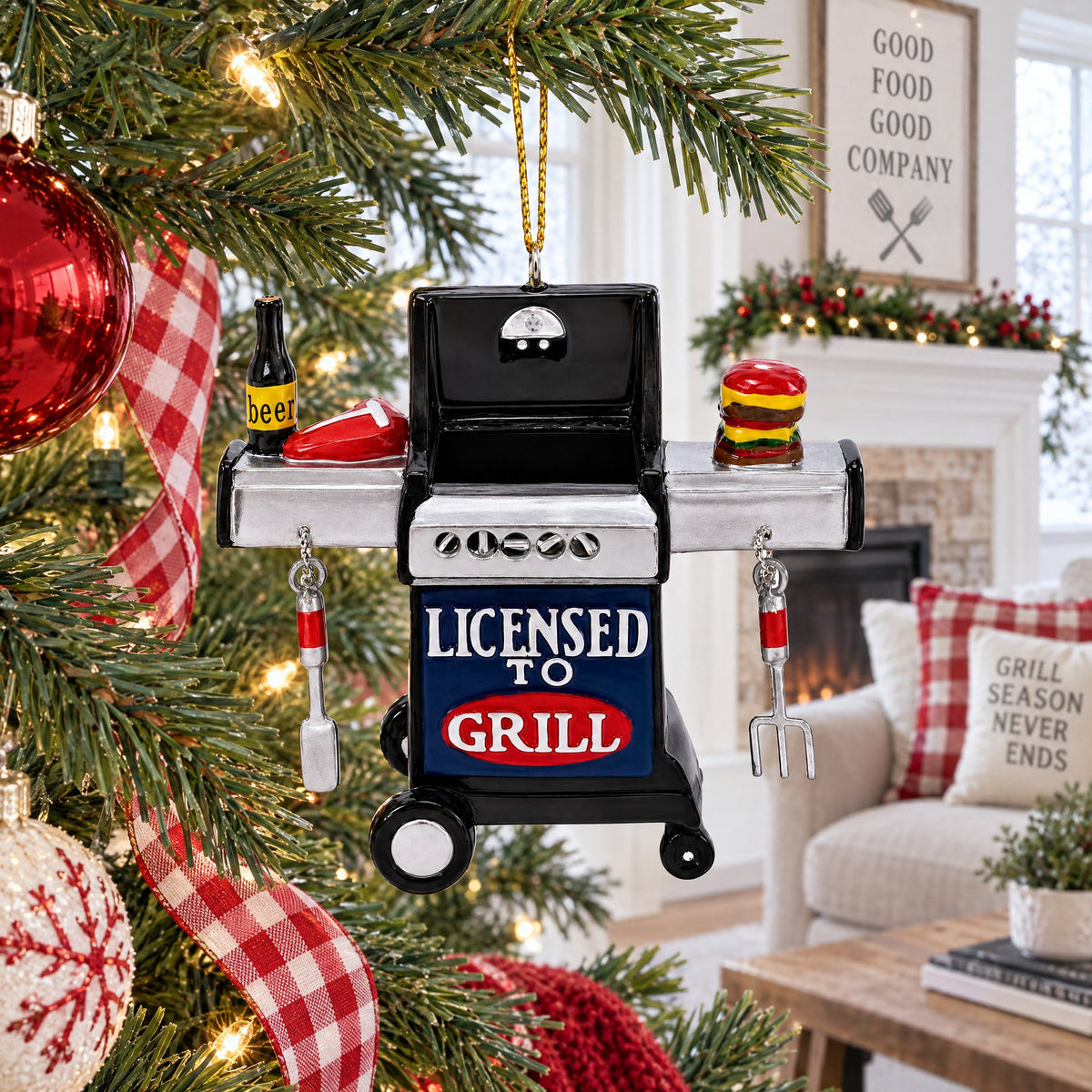 Licensed to Grill BBQ with Food Resin Christmas Ornament