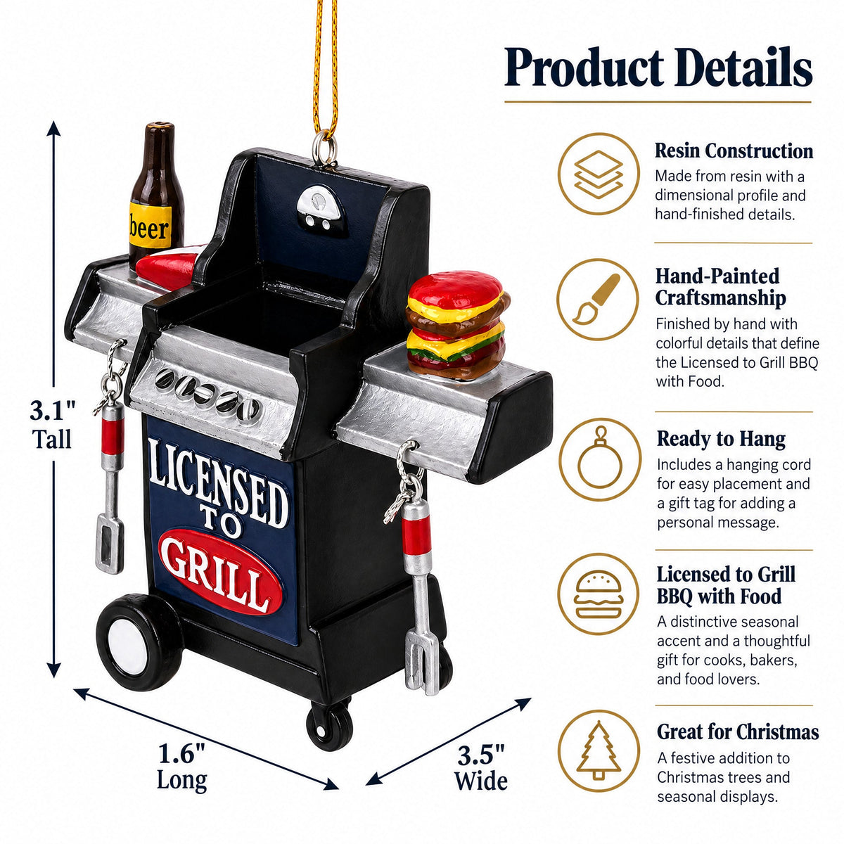 Licensed to Grill BBQ with Food Resin Christmas Ornament