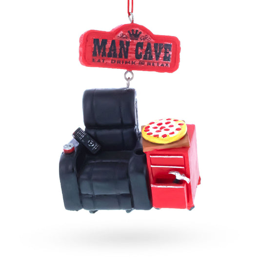 Man Cave Recliner with Pizza and Remote Resin Christmas Ornament