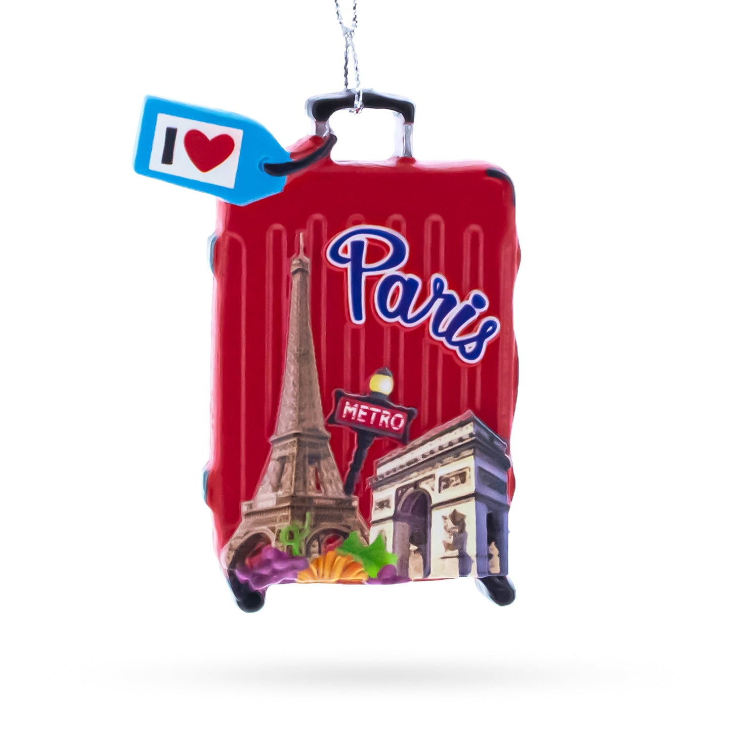 Paris Suitcase Travel Theme Resin Christmas Ornament
