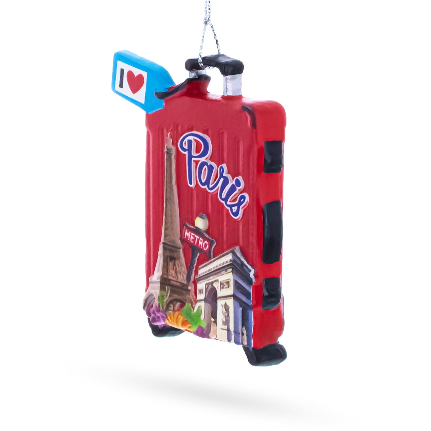 Paris Suitcase Travel Theme Resin Christmas Ornament
