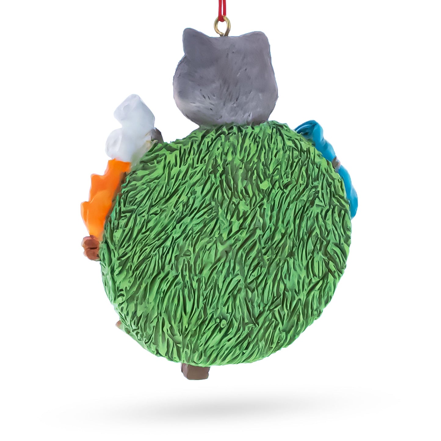 Camping Raccoon with Marshmallow Campfire Resin Christmas Ornament