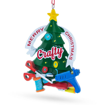Crafty Tree with Scissors and Glue Gun Resin Christmas Ornament