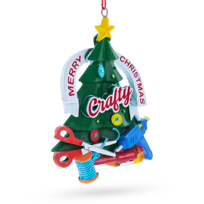 Crafty Tree with Scissors and Glue Gun Resin Christmas Ornament