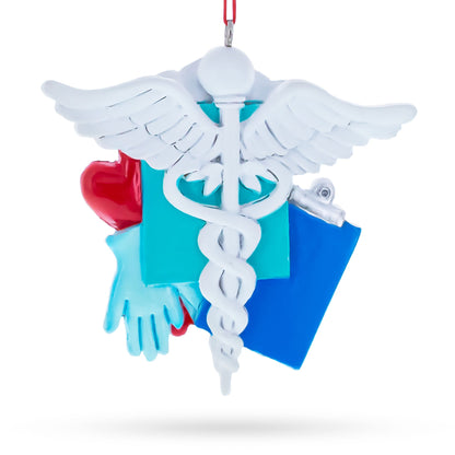 Nurse Doctor Caring Hands Heart Wings Resin Christmas Ornament