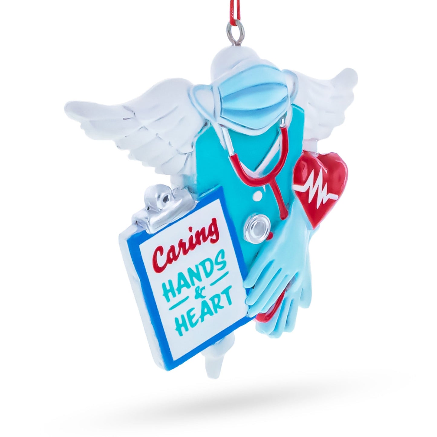 Nurse Doctor Caring Hands Heart Wings Resin Christmas Ornament