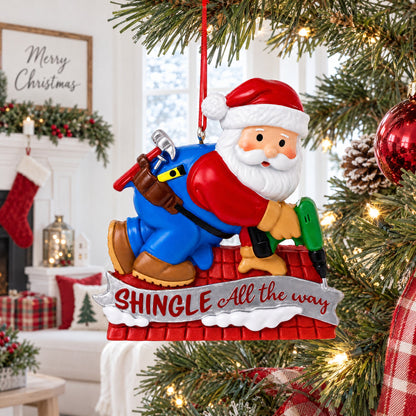Roofing Handyman Santa Shingle All the Way Resin Christmas Ornament
