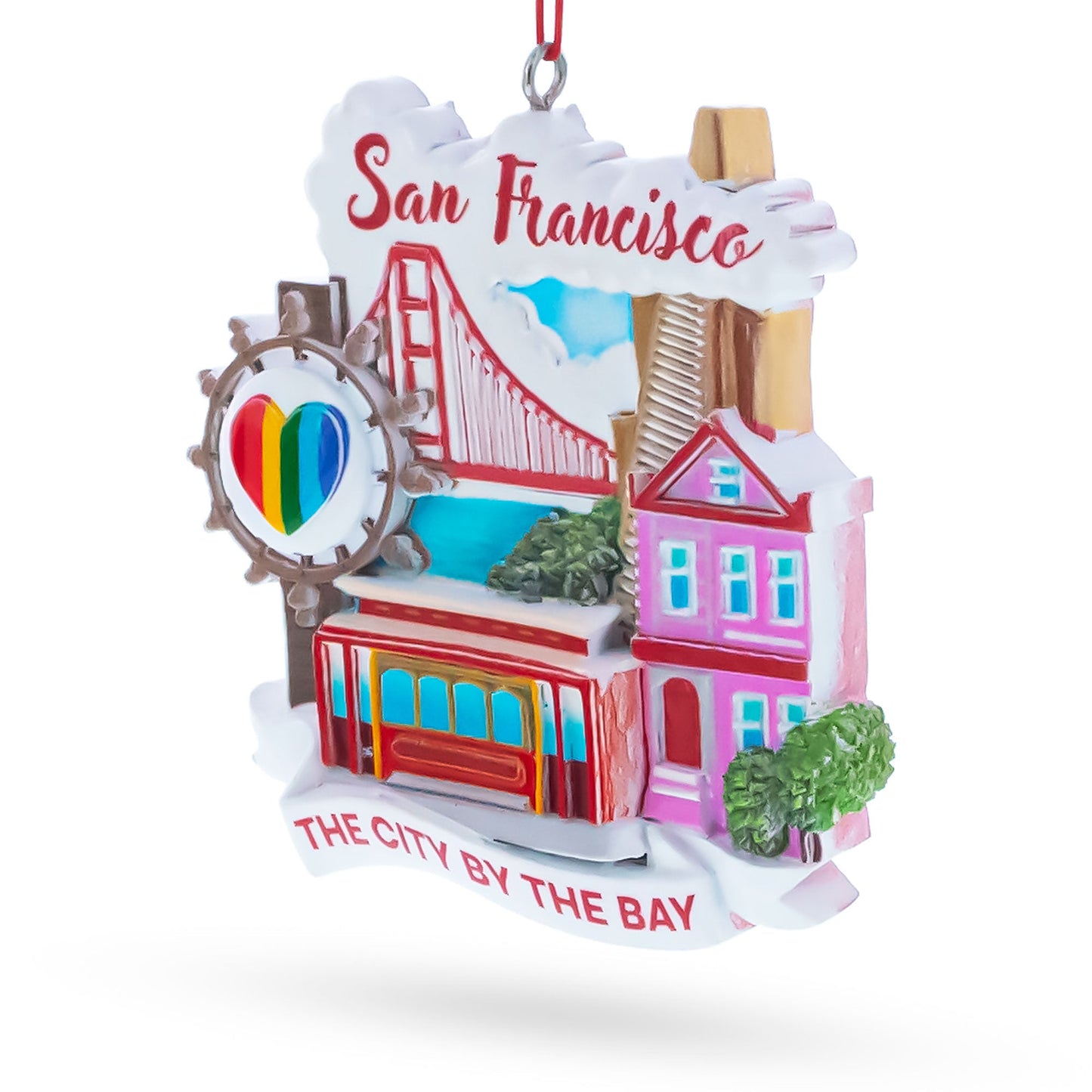 Golden Gate Bridge Cable Car San Francisco Resin Christmas Ornament