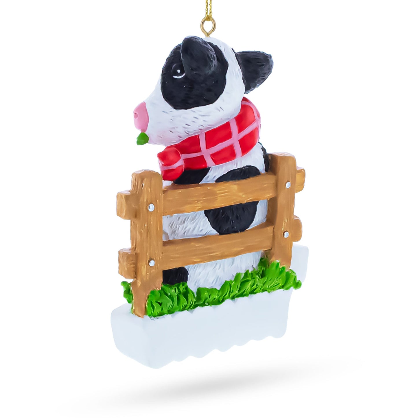 Dairy Fresh Cow with Milk Can Resin Christmas Ornament