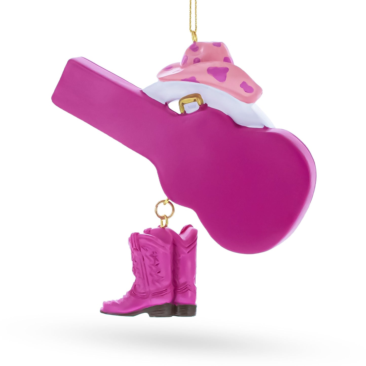 Pink Cowgirl Hat Country Music Guitar with Boots Resin Christmas Ornament