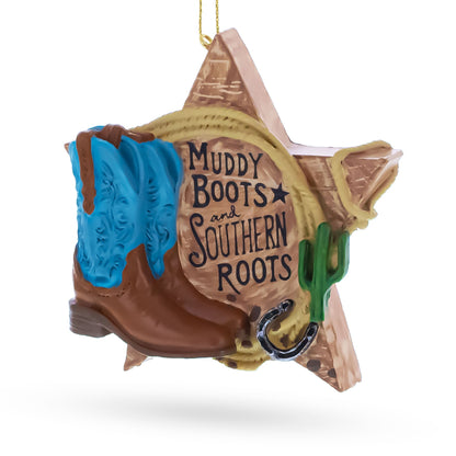 Western Muddy Boots Southern Roots Star Resin Christmas Ornament