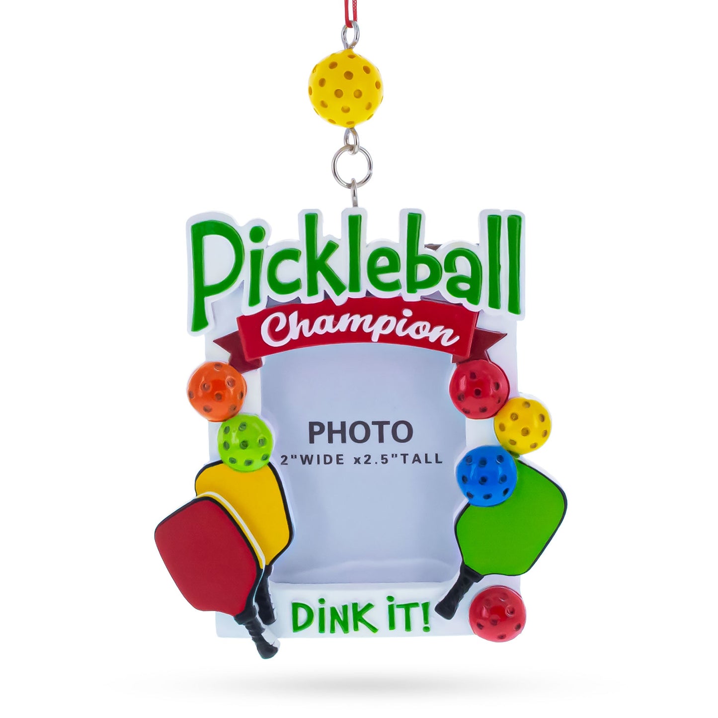 Pickleball Champion Photo Frame Resin Christmas Ornament