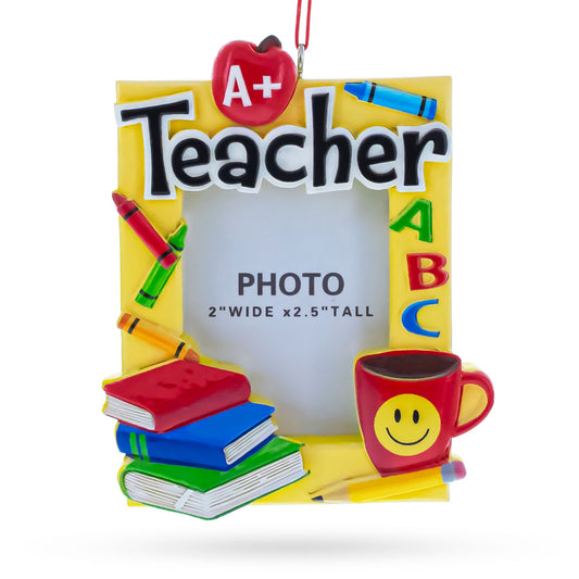 A+ Teacher Photo Frame Resin Christmas Ornament