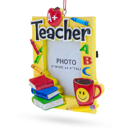 A+ Teacher Photo Frame Resin Christmas Ornament