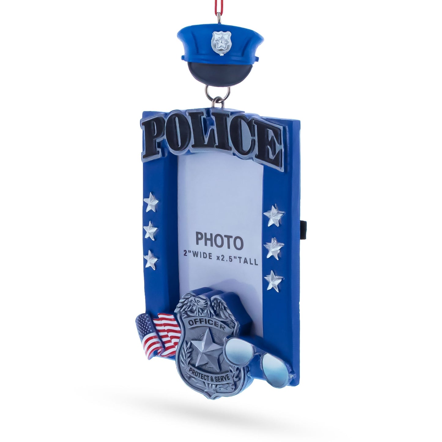 Police Officer Photo Frame Resin Christmas Ornament