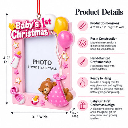 Baby Girl First Christmas Photo Frame Resin Christmas Ornament