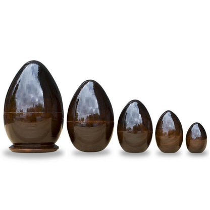 Set of 5 Orthodox Icons Egg Shape Wooden Nesting Dolls 6.5 Inches
